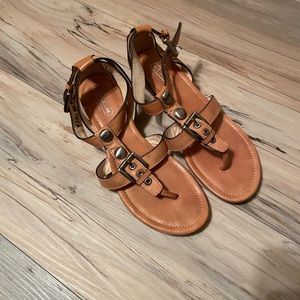 Coach Brown leather wedge sandals
